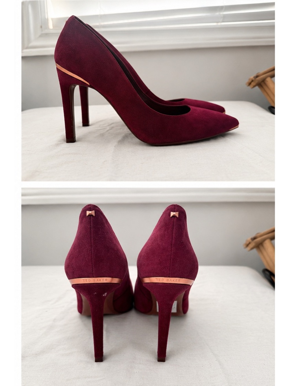 Ted Baker London Burgundy Suede Pointed-Toe Pumps